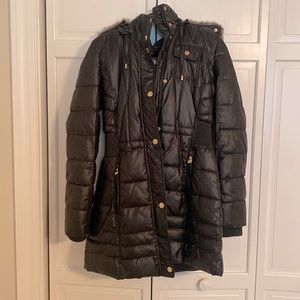 Black down puffer winter coat, medium